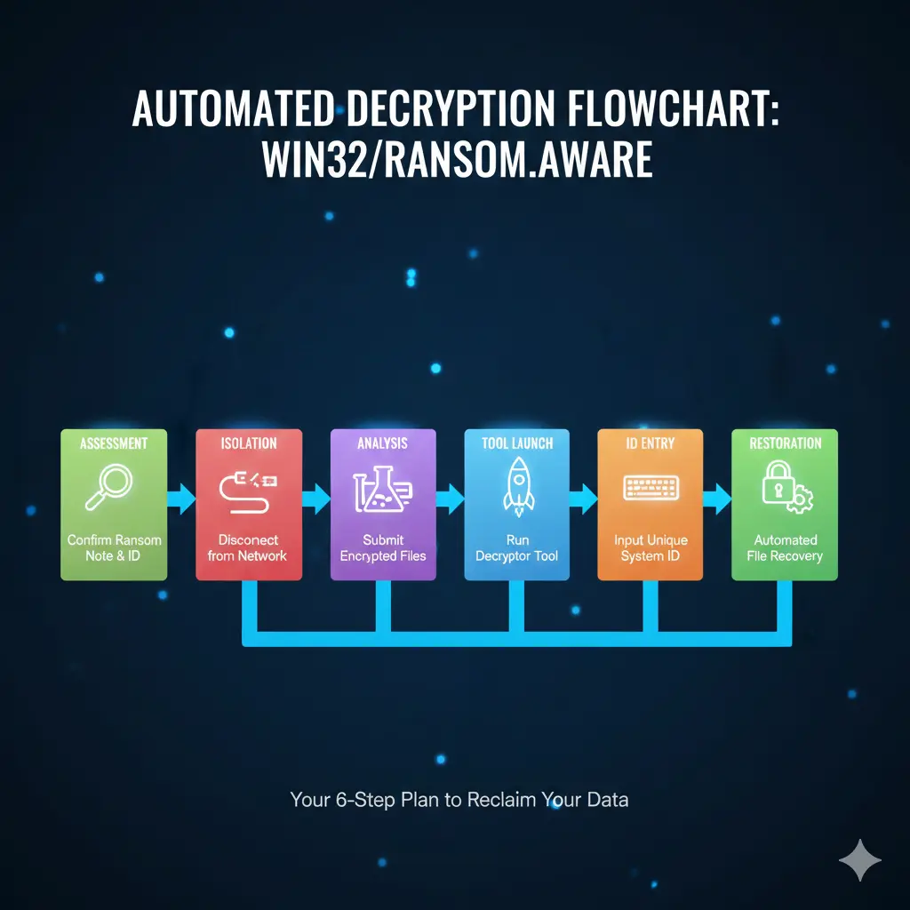 6-step tactical flowchart for recovering from Win32/Ransom.Aware
