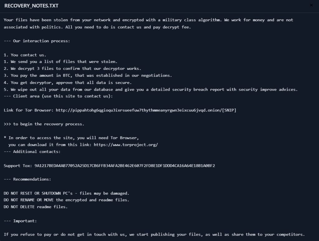 recovery notes ransom note by m3rx ransomware